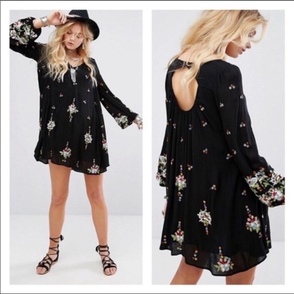 Free people oxford black embroidered dress - Picture 3 of 3